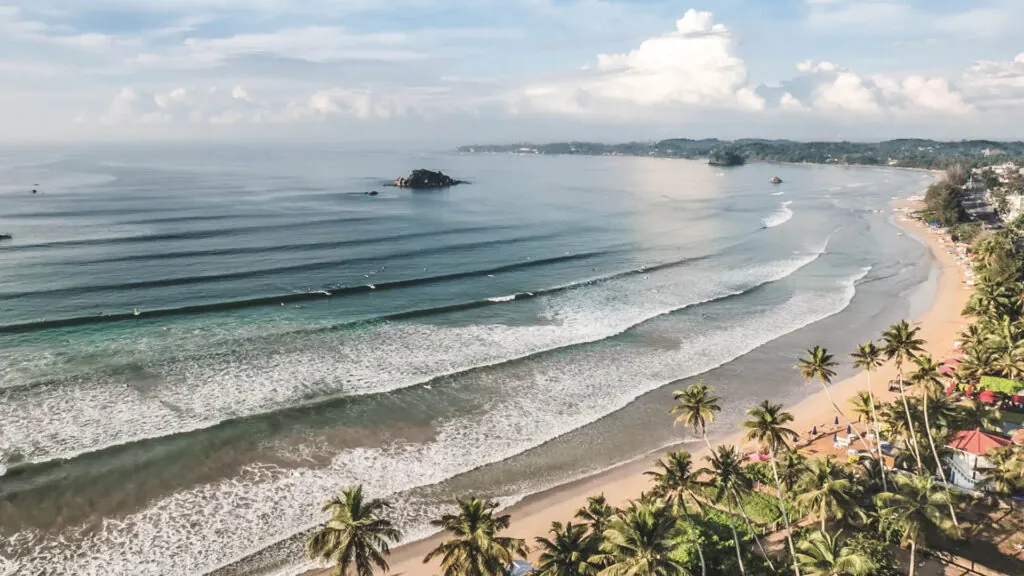 Beginner surf spot in Weligama Bay Sri Lanka