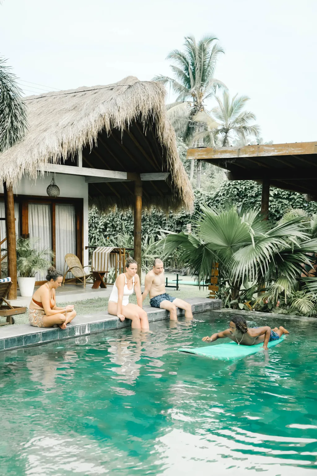 pool session in the pool at our Kima Surf Camp in Hiriketiya