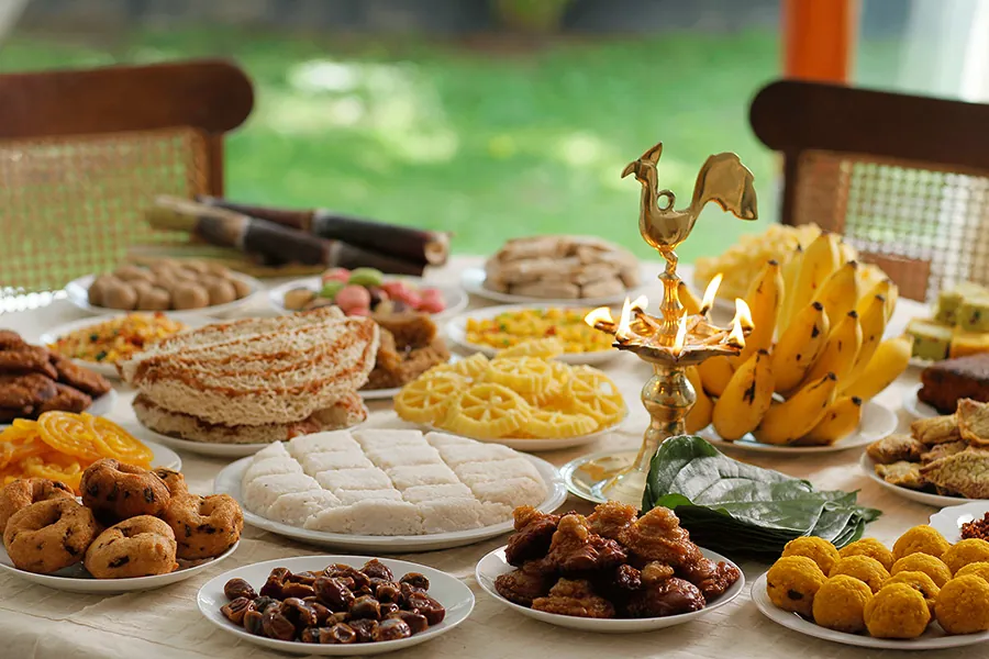 table full of sweets during the Sri Lankan New Year
