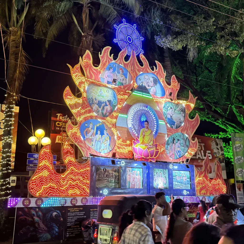 Vesak Thoran. Large, illuminated structure in Sri Lanka that depict scenes from the life of the Buddha