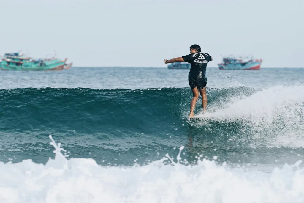 Advanced surfer practicing his skills in Sri Lanka