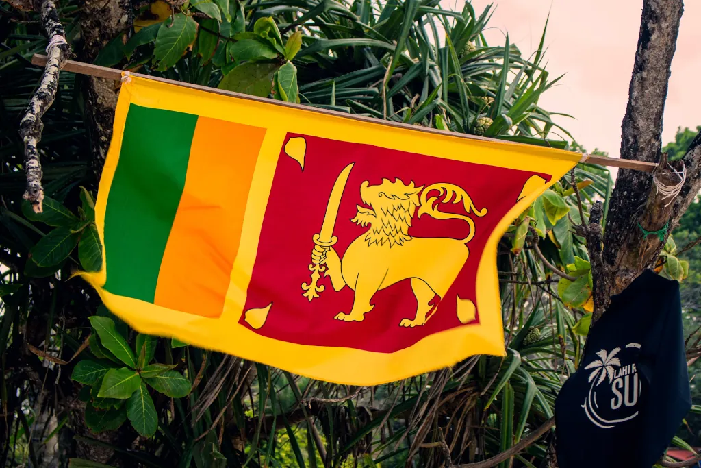 Sri Lankan flag at the beach