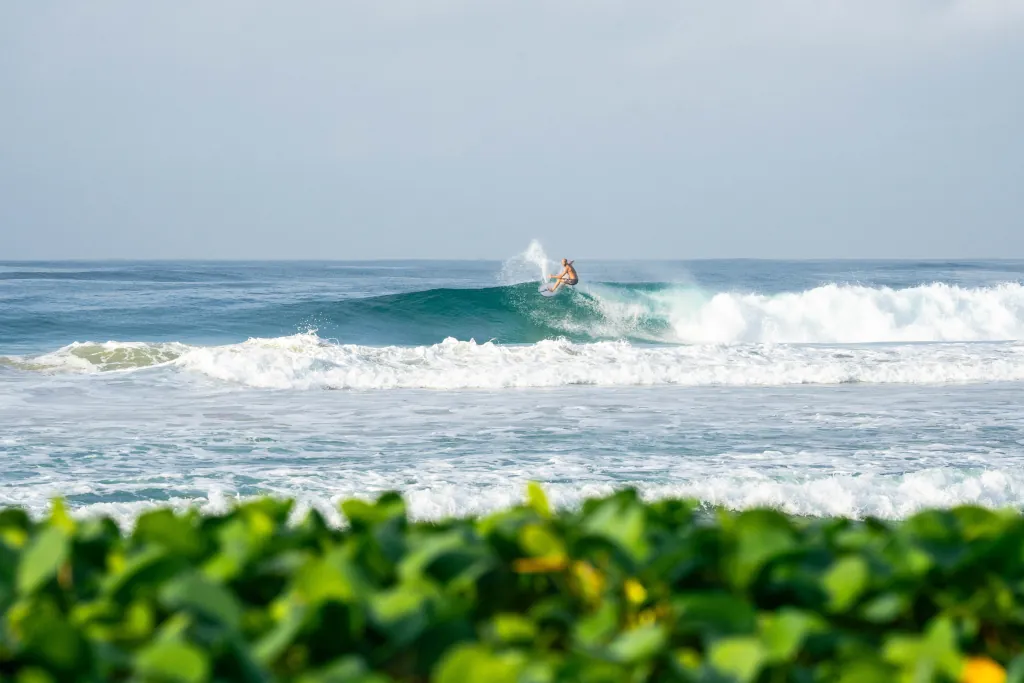 A surfer from Kima Surf surfing in Sri Lanka
