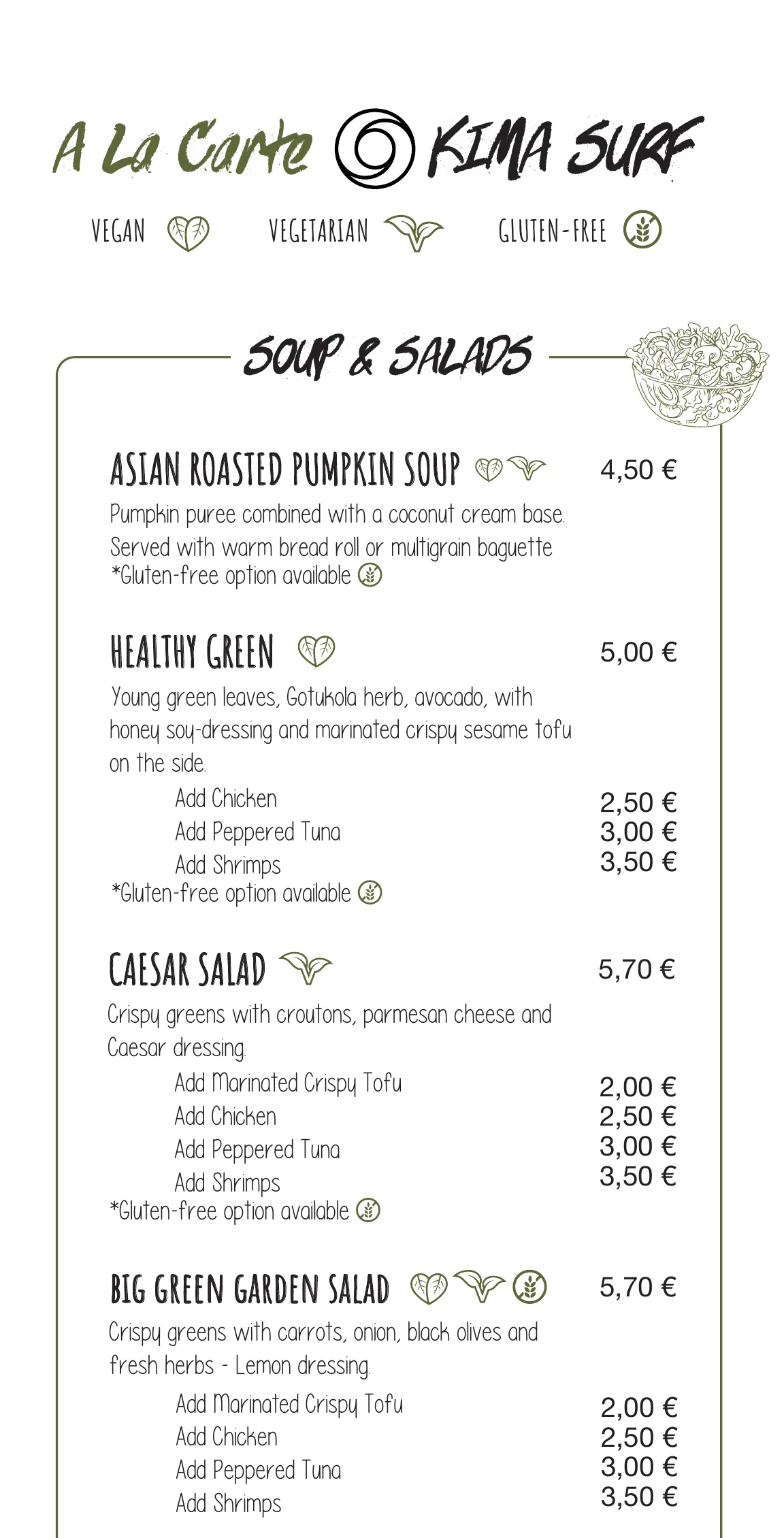 Kima Surf Hiriketiya menu – part 1 of 11