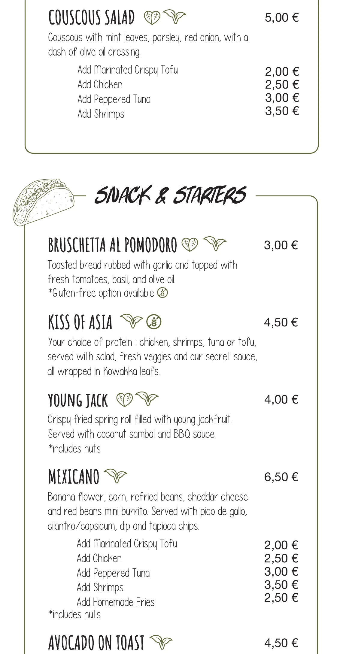 Kima Surf Hiriketiya menu – part 2 of 11