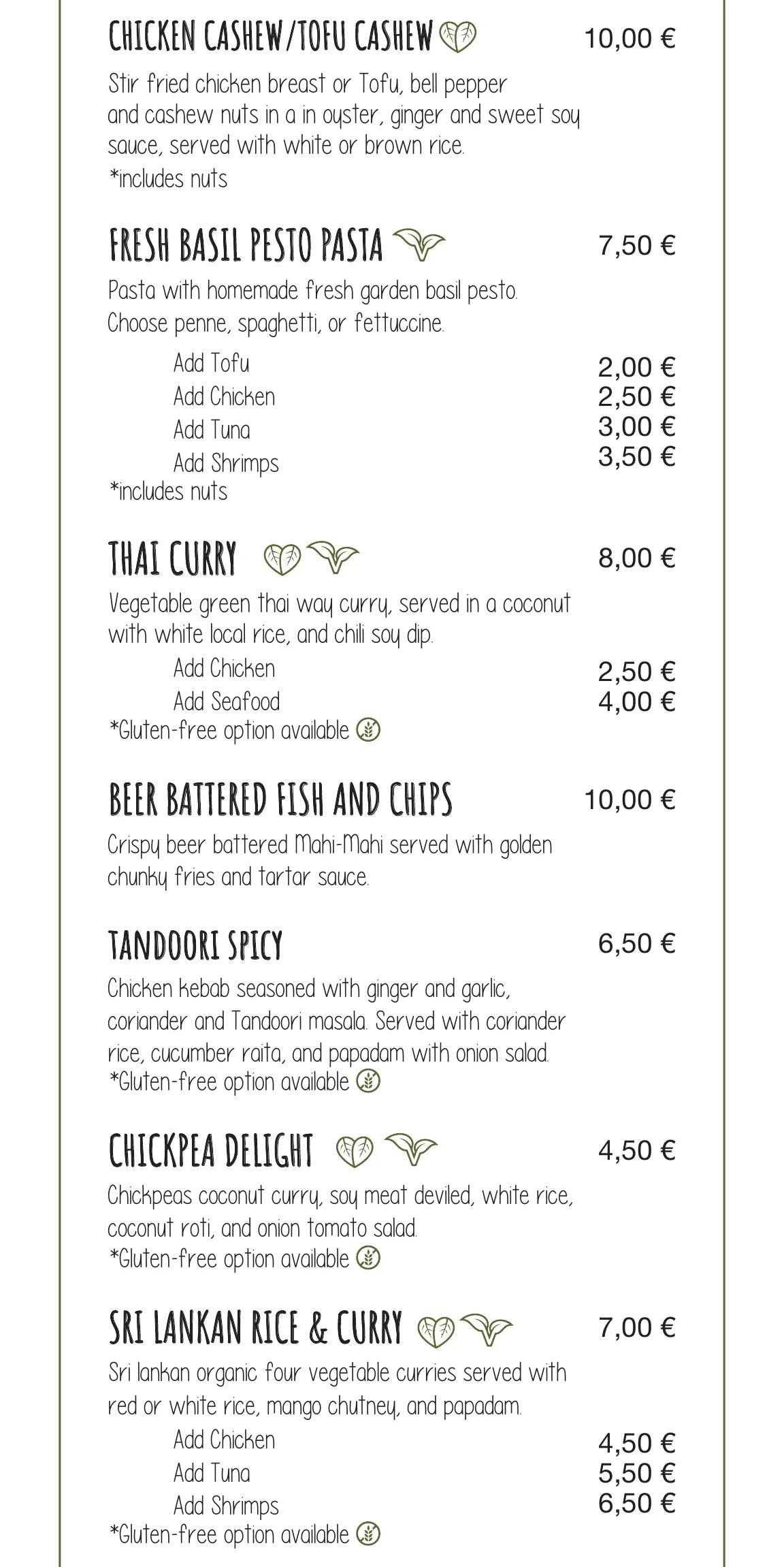 Kima Surf Hiriketiya menu – part 4 of 11