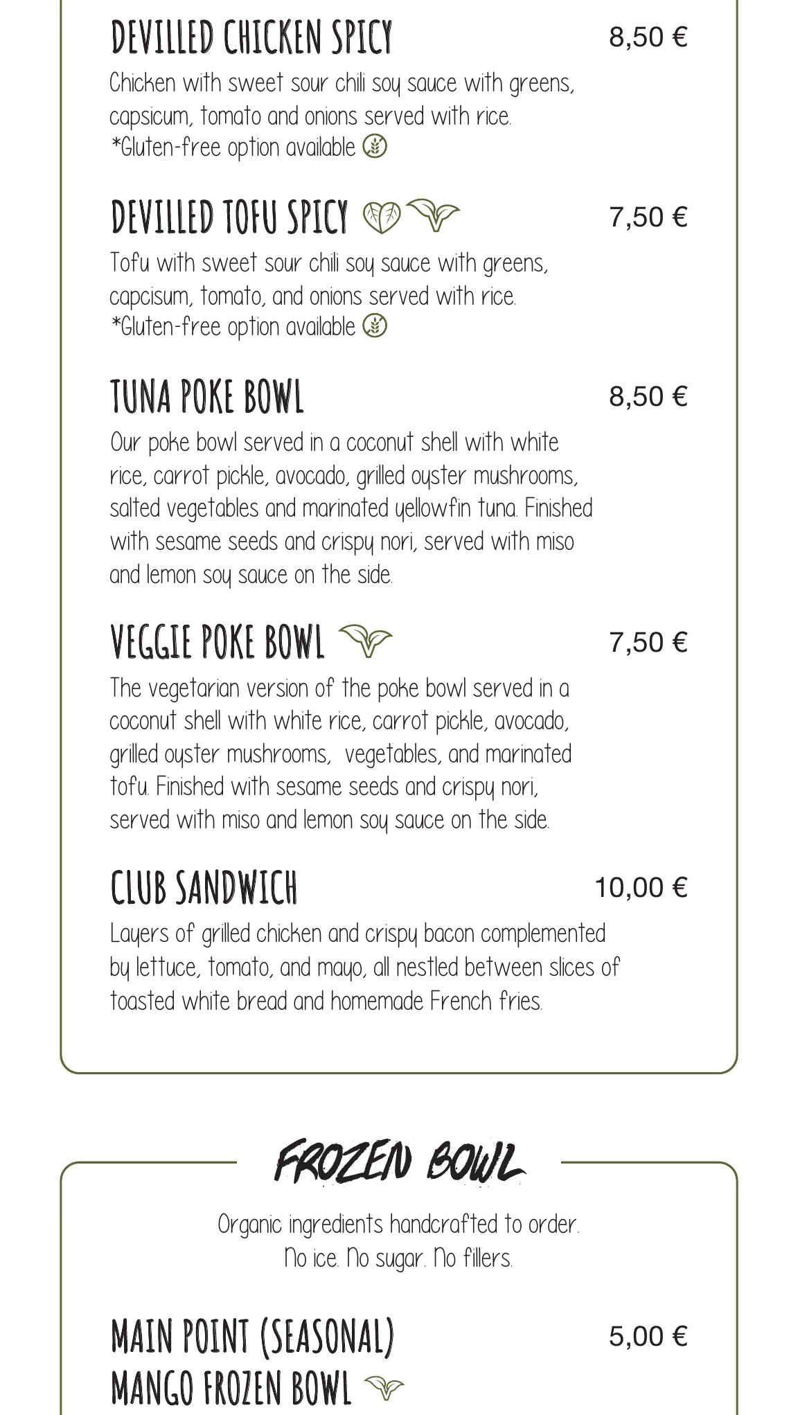 Kima Surf Hiriketiya menu – part 5 of 11